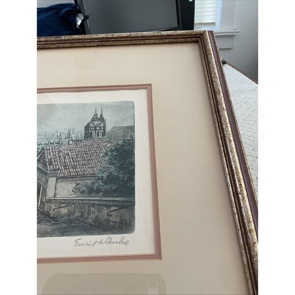 Original Signed Emil Wanke  Etching Depicts The Castle Steps In Prague,Czech. - Picture 10 of 14